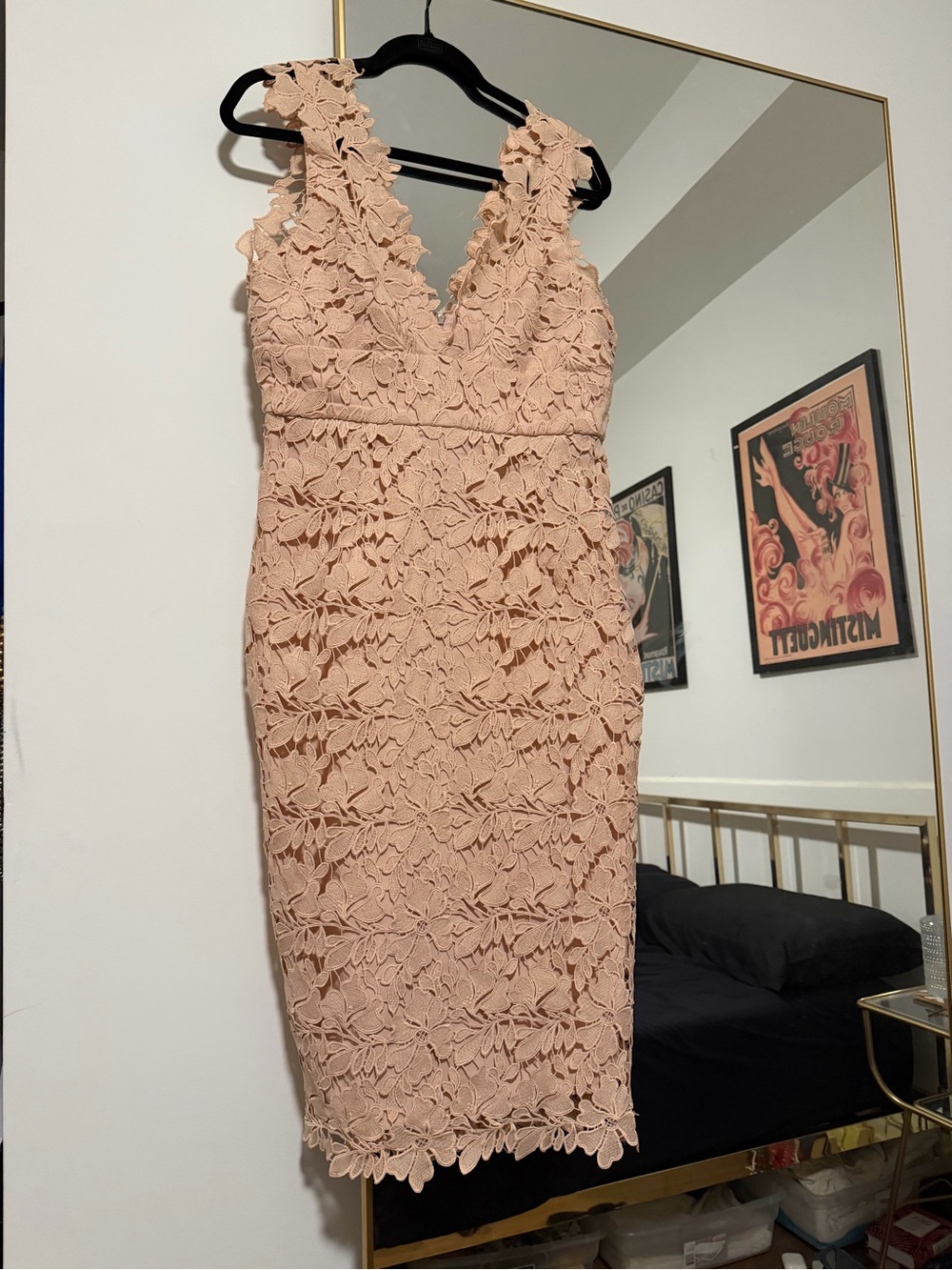 Bardot Blush Pink Floral Lace Midi Dress